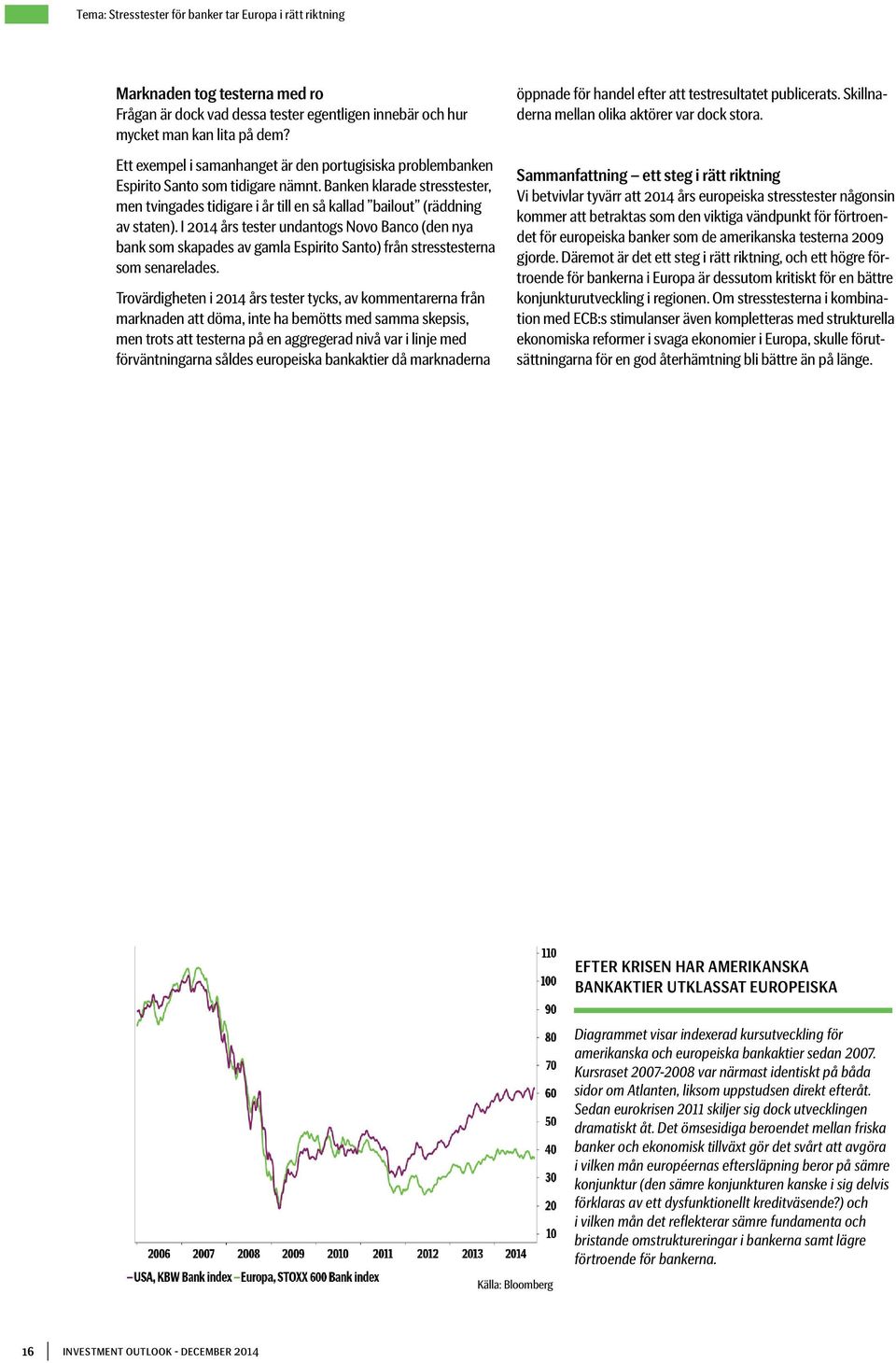 I 2014 års tester undantogs Novo Banco (den nya bank som skapades av gamla Espirito Santo) från stresstesterna som senarelades.