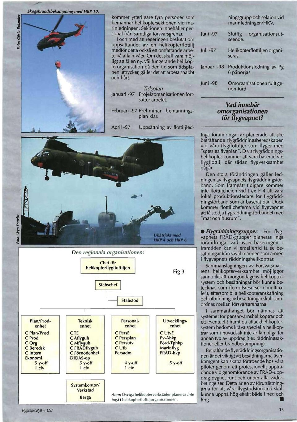 Om det skall vara möjligt att få en ny, väl fungerande helikopterorganisation på den tid som tidsplanen uttrycker, gäller det att arbeta snabbt och hårt.