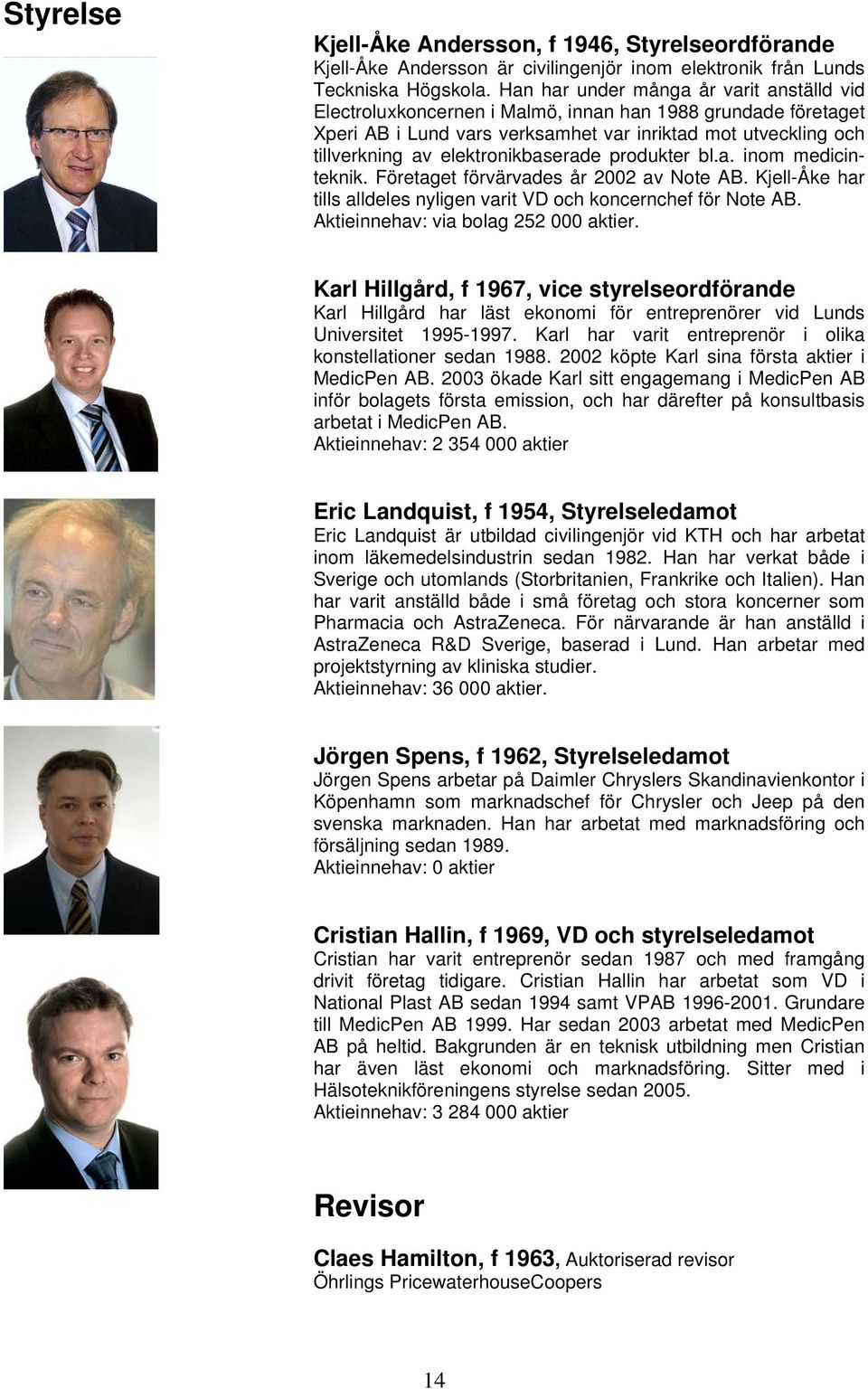 elektronikbaserade produkter bl.a. inom medicinteknik. Företaget förvärvades år 2002 av Note AB. Kjell-Åke har tills alldeles nyligen varit VD och koncernchef för Note AB.