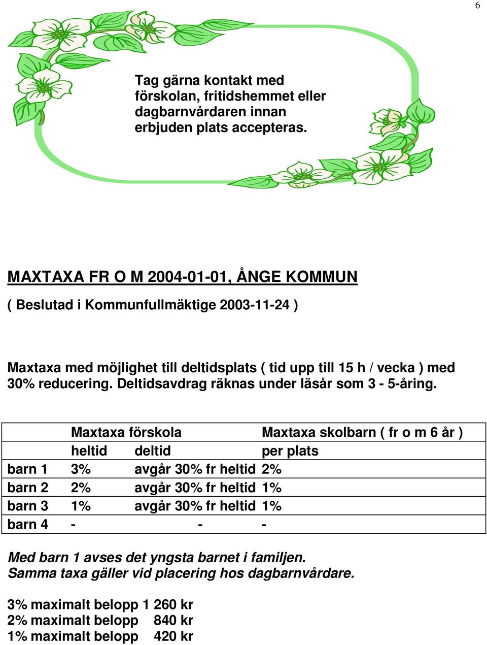 Deltidsavdrag räknas under läsår som 3-5-åring.