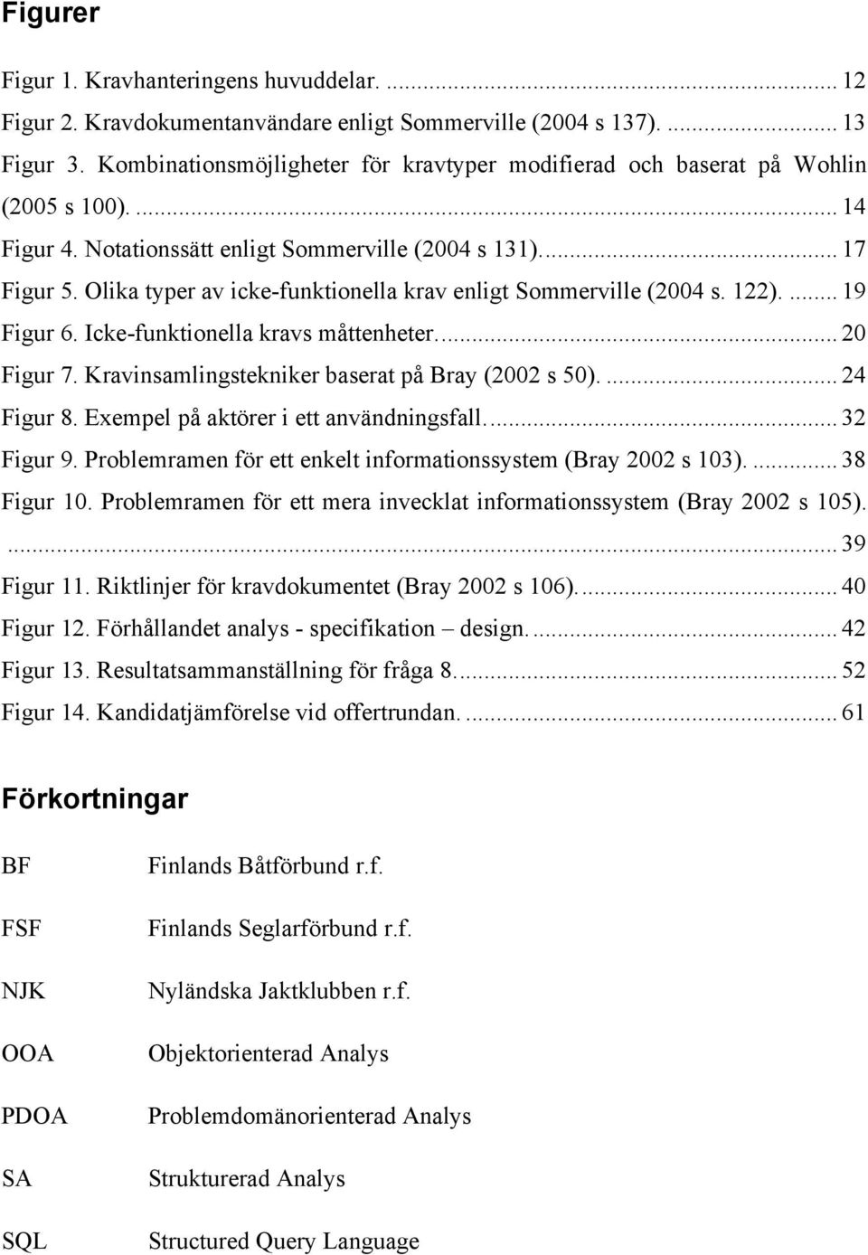 Olika typer av icke-funktionella krav enligt Sommerville (2004 s. 122).... 19! Figur 6. Icke-funktionella kravs måttenheter... 20! Figur 7. Kravinsamlingstekniker baserat på Bray (2002 s 50).... 24!