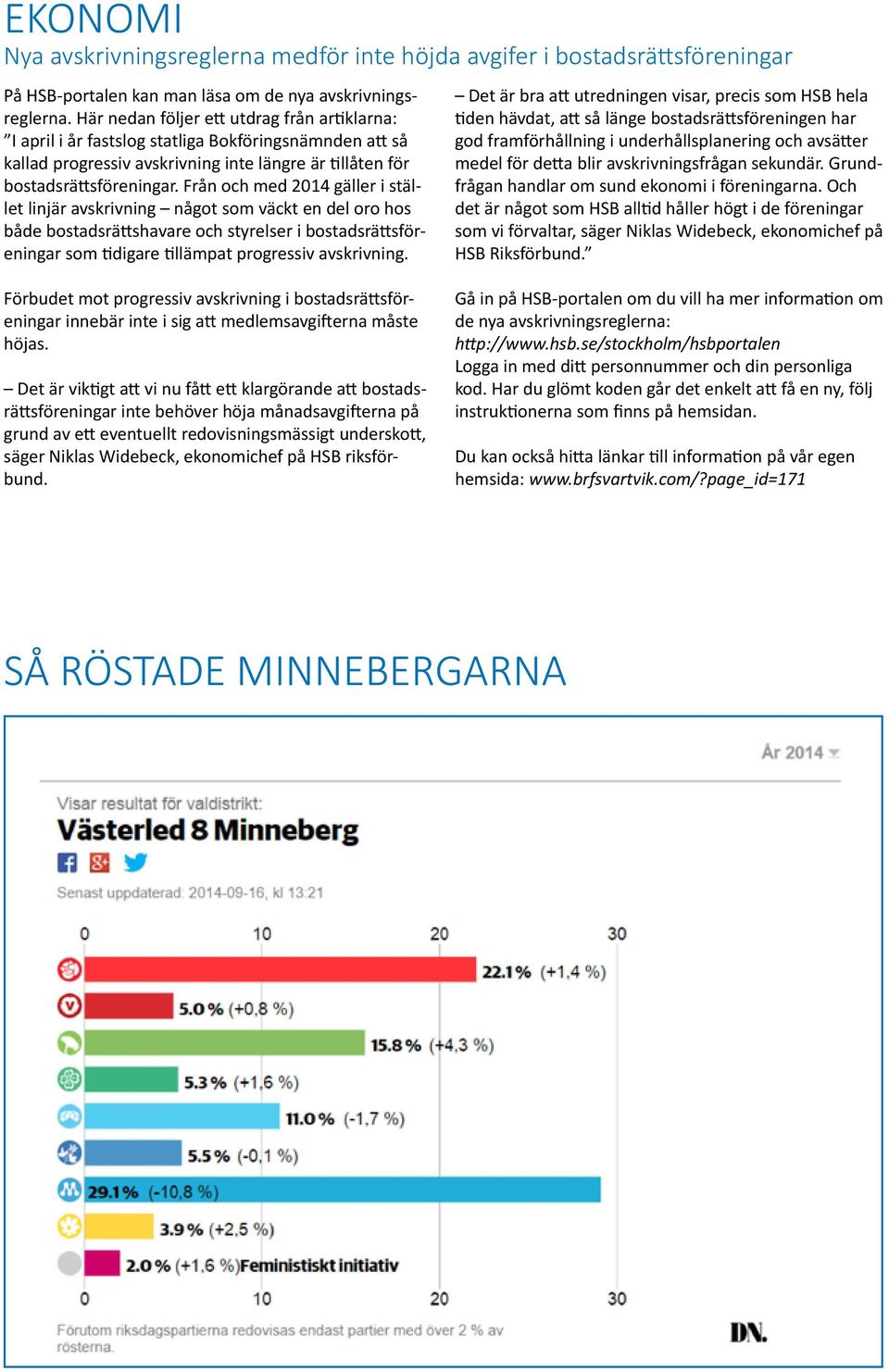 Från och med 2014 gäller i stället linjär avskrivning något som väckt en del oro hos både bostadsrättshavare och styrelser i bostadsrättsföreningar som tidigare tillämpat progressiv avskrivning.