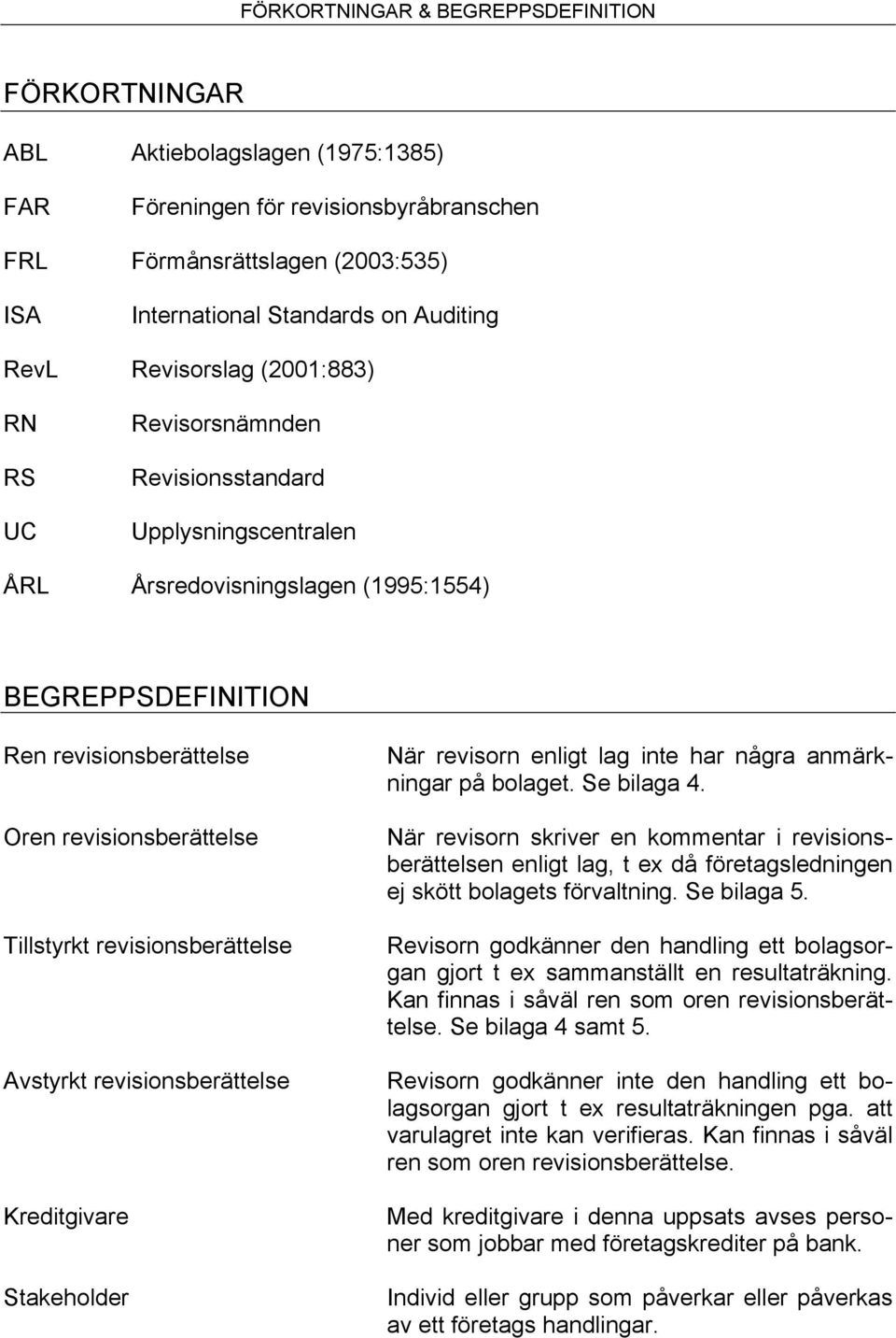 Tillstyrkt revisionsberättelse Avstyrkt revisionsberättelse Kreditgivare Stakeholder När revisorn enligt lag inte har några anmärkningar på bolaget. Se bilaga 4.