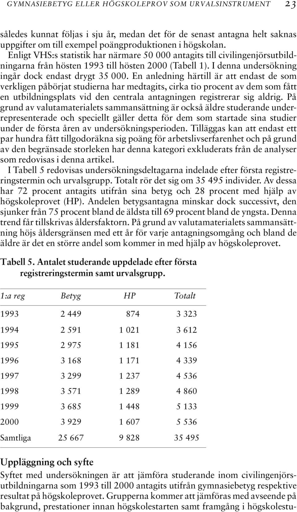 En anledning härtill är att endast de som verkligen påbörjat studierna har medtagits, cirka tio procent av dem som fått en utbildningsplats vid den centrala antagningen registrerar sig aldrig.