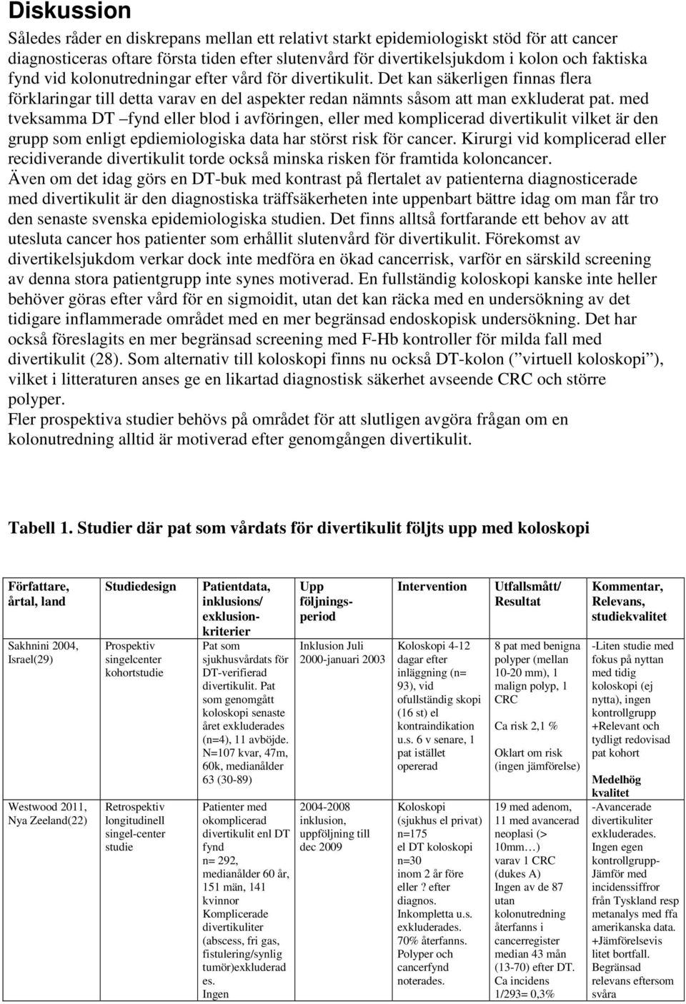 med tveksamma DT fynd eller blod i avföringen, eller med komplicerad divertikulit vilket är den grupp som enligt epdiemiologiska data har störst risk för cancer.