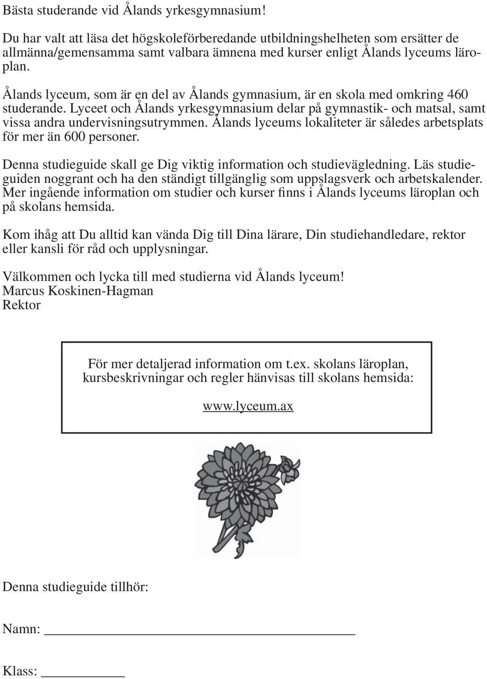 Ålands lyceum, som är en del av Ålands gymnasium, är en skola med omkring 460 studerande. Lyceet och Ålands yrkesgymnasium delar på gymnastik- och matsal, samt vissa andra undervisningsutrymmen.