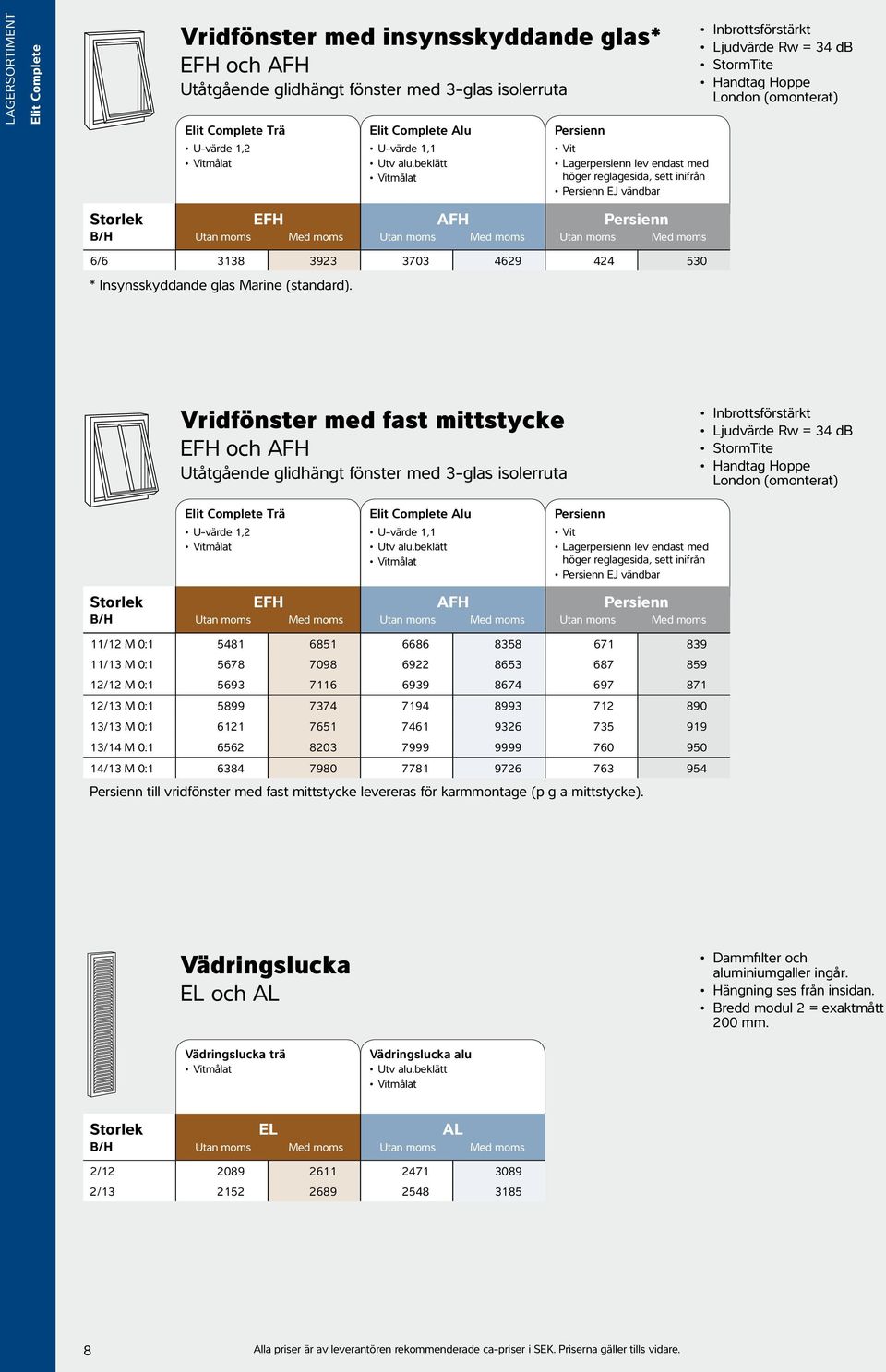 beklätt AFH Persienn Vit Lagerpersienn lev endast med höger reglagesida, sett inifrån Persienn EJ vändbar Persienn B/H EFH AFH Persienn Vit 6/6 3138 3923 3703 4629 424 530 Inbrottsförstärkt Ljudvärde