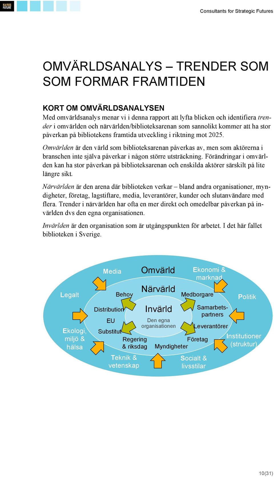 Omvärlden är den värld som biblioteksarenan påverkas av, men som aktörerna i branschen inte själva påverkar i någon större utsträckning.