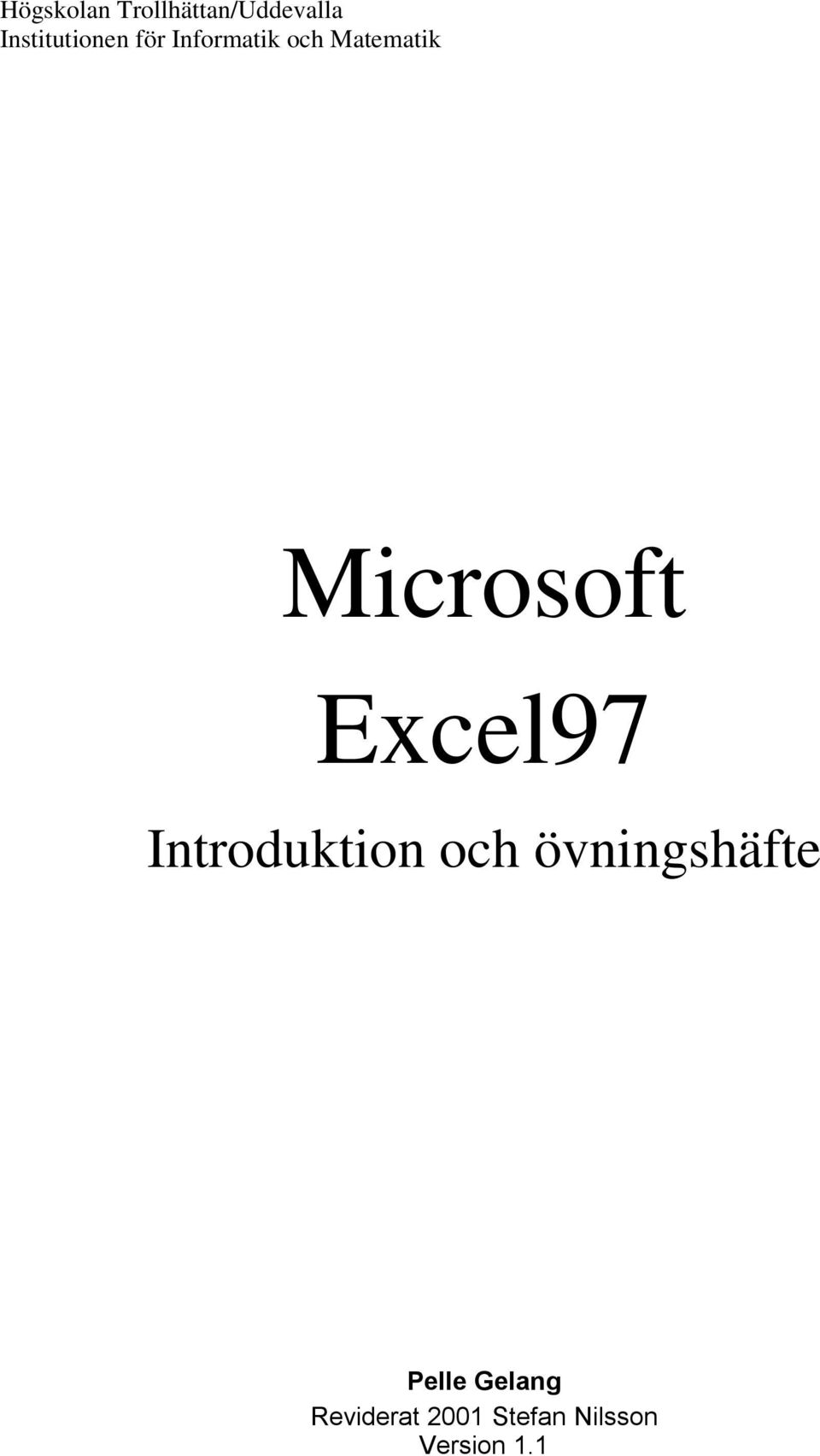 Microsoft Excel97 Introduktion och