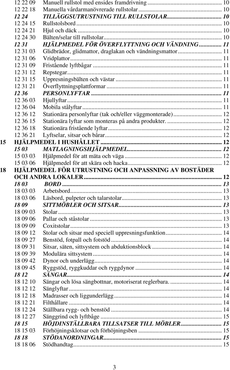 .. 11 12 31 06 Vridplattor... 11 12 31 09 Fristående lyftbågar... 11 12 31 12 Repstegar... 11 12 31 15 Uppresningsbälten och västar... 11 12 31 21 Överflyttningsplattformar... 11 12 36 PERSONLYFTAR.