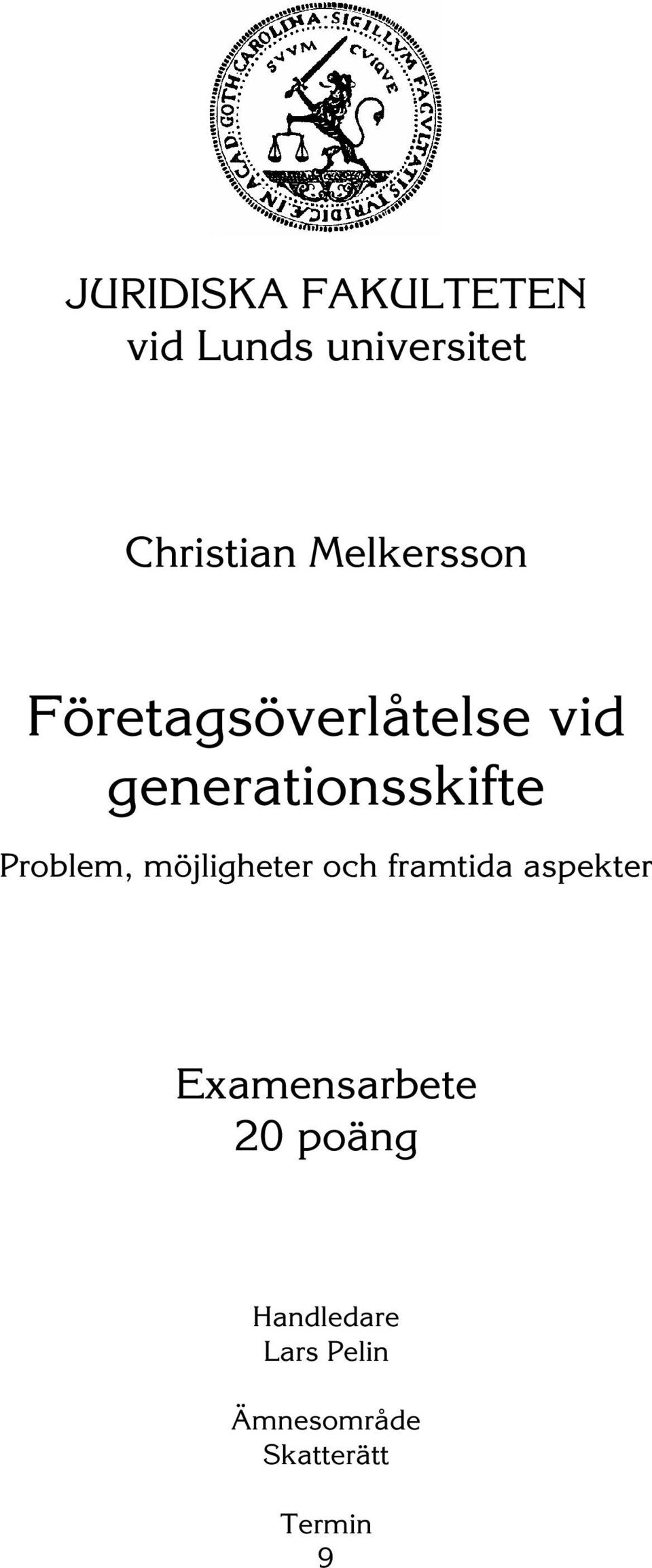 Problem, möjligheter och framtida aspekter Examensarbete