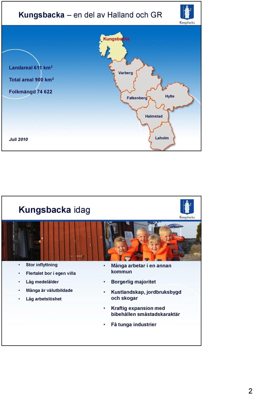 villa Låg medelålder Många är välutbildade Låg arbetslöshet Många arbetar i en annan kommun Borgerlig