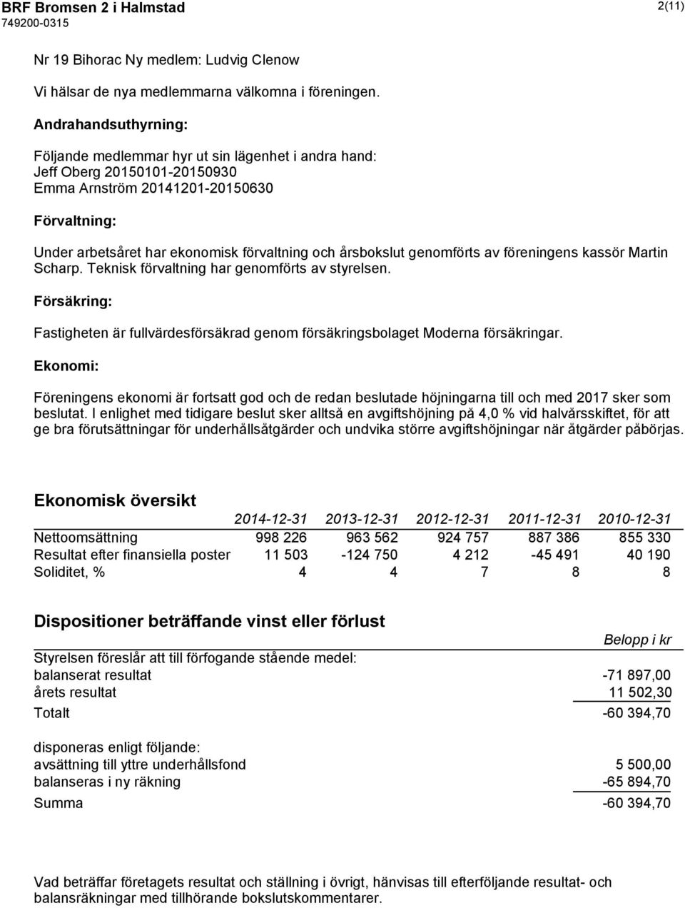 årsbokslut genomförts av föreningens kassör Martin Scharp. Teknisk förvaltning har genomförts av styrelsen.