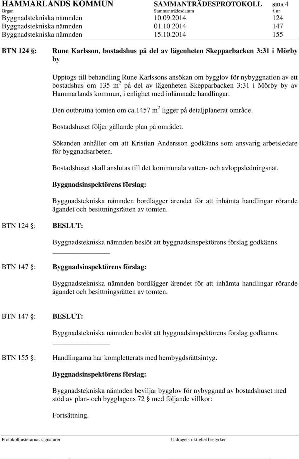 2014 147 Byggnadstekniska nämnden 15.10.