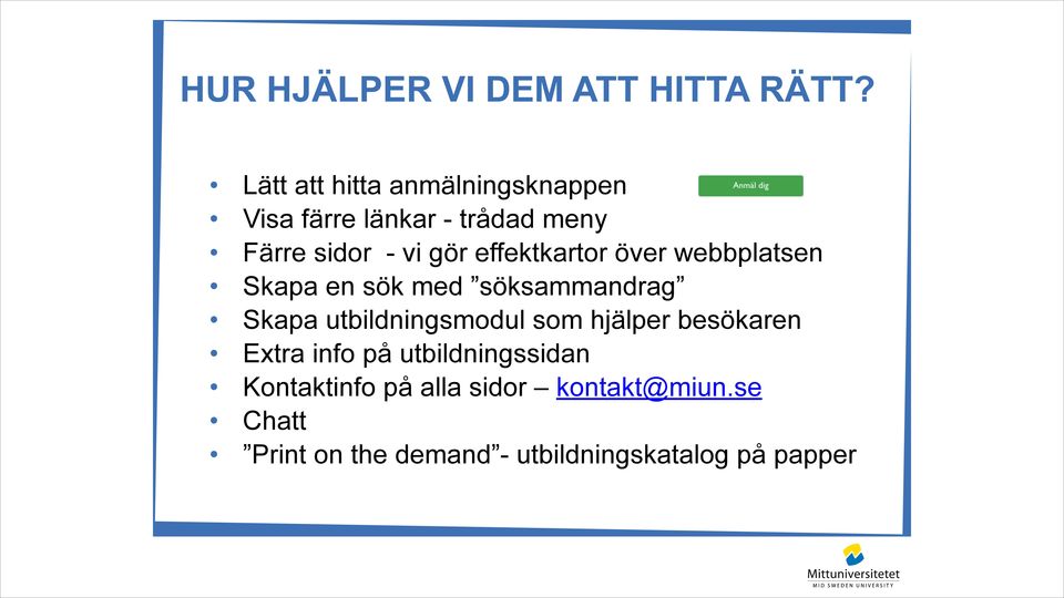 effektkartor över webbplatsen Skapa en sök med söksammandrag Skapa utbildningsmodul som