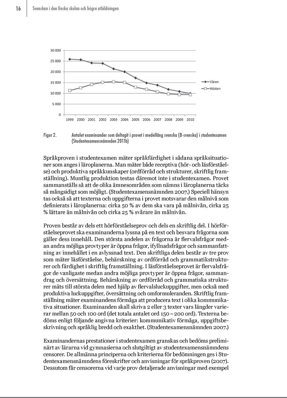 anges i läroplanerna. Man mäter både receptiva (hör- och läsförståelse) och produktiva språkkunskaper (ordförråd och strukturer, skriftlig framställning).