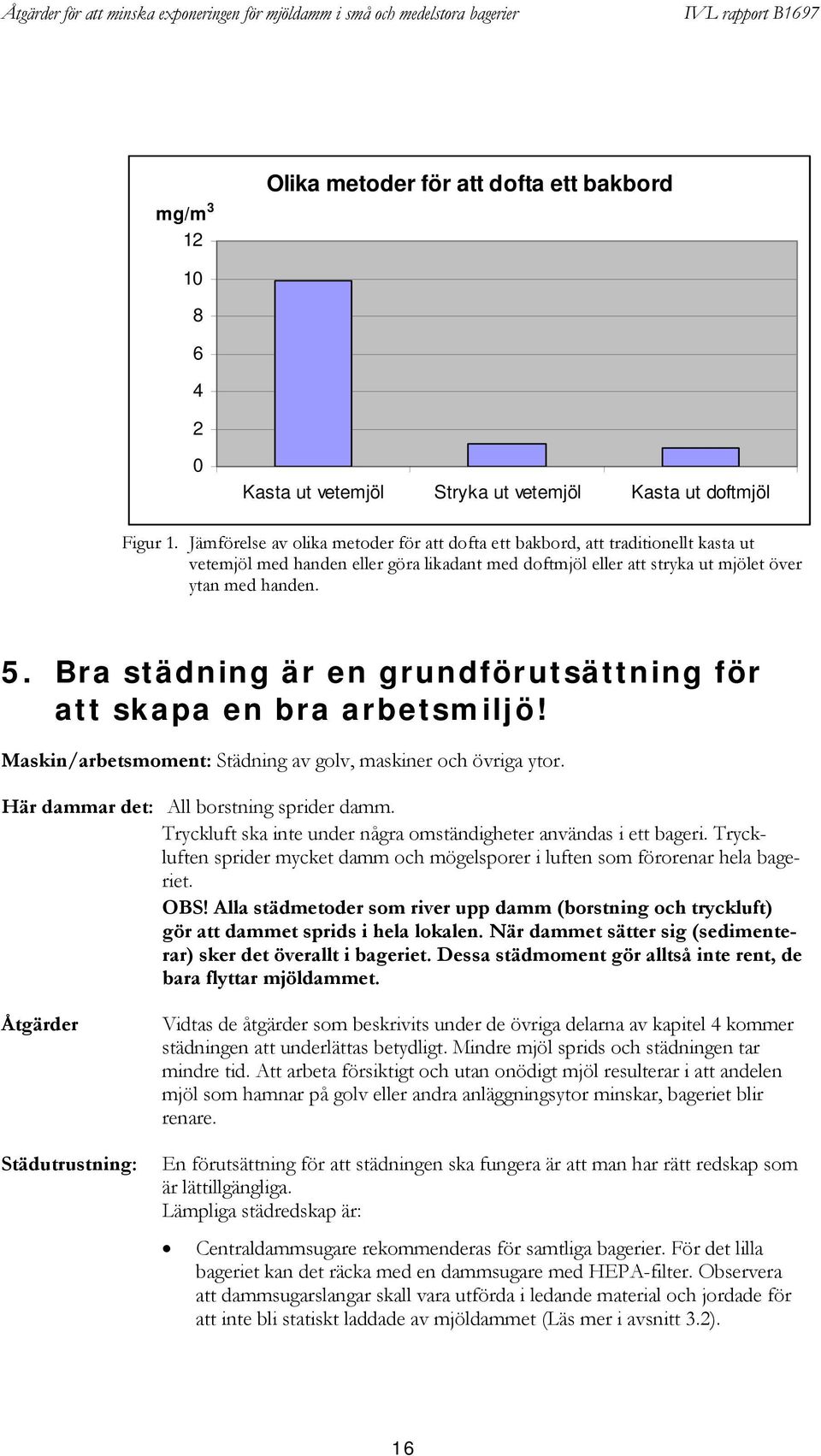 Bra städning är en grundförutsättning för att skapa en bra arbetsmiljö! Maskin/arbetsmoment: Städning av golv, maskiner och övriga ytor. Här dammar det: All borstning sprider damm.