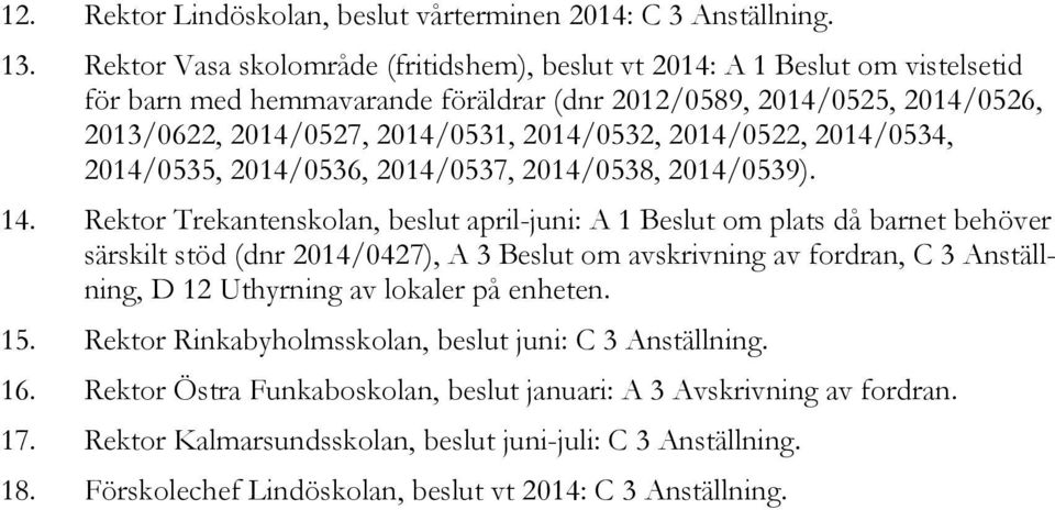 2014/0522, 2014/0534, 2014/0535, 2014/0536, 2014/0537, 2014/0538, 2014/0539). 14.