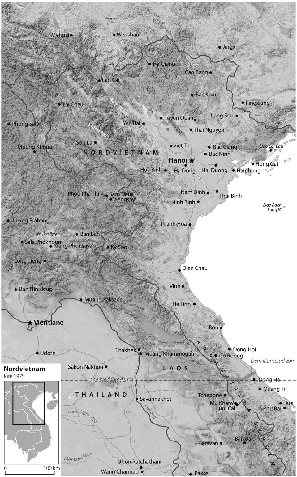 Ban Krukslätten Sala Phokhoum Xieng Phonsavan Ky Son Long Tieng Dien Chau Vinh Ban Hin Heup Muang Paksane Ha Tinh Vientiane Ron A A Sakon Nakhon L A O S Dong Hoi Co Roong Demilitariserad zon M före