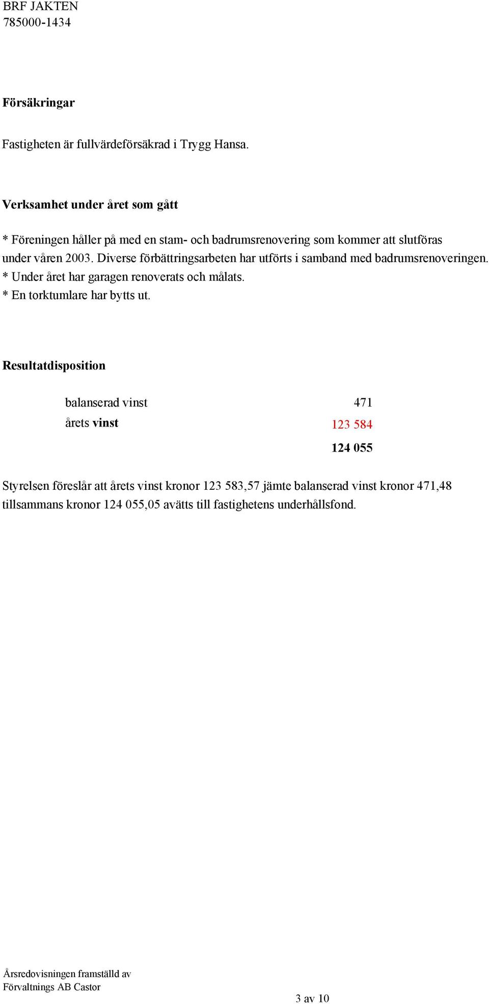 Diverse förbättringsarbeten har utförts i samband med badrumsrenoveringen. * Under året har garagen renoverats och målats.