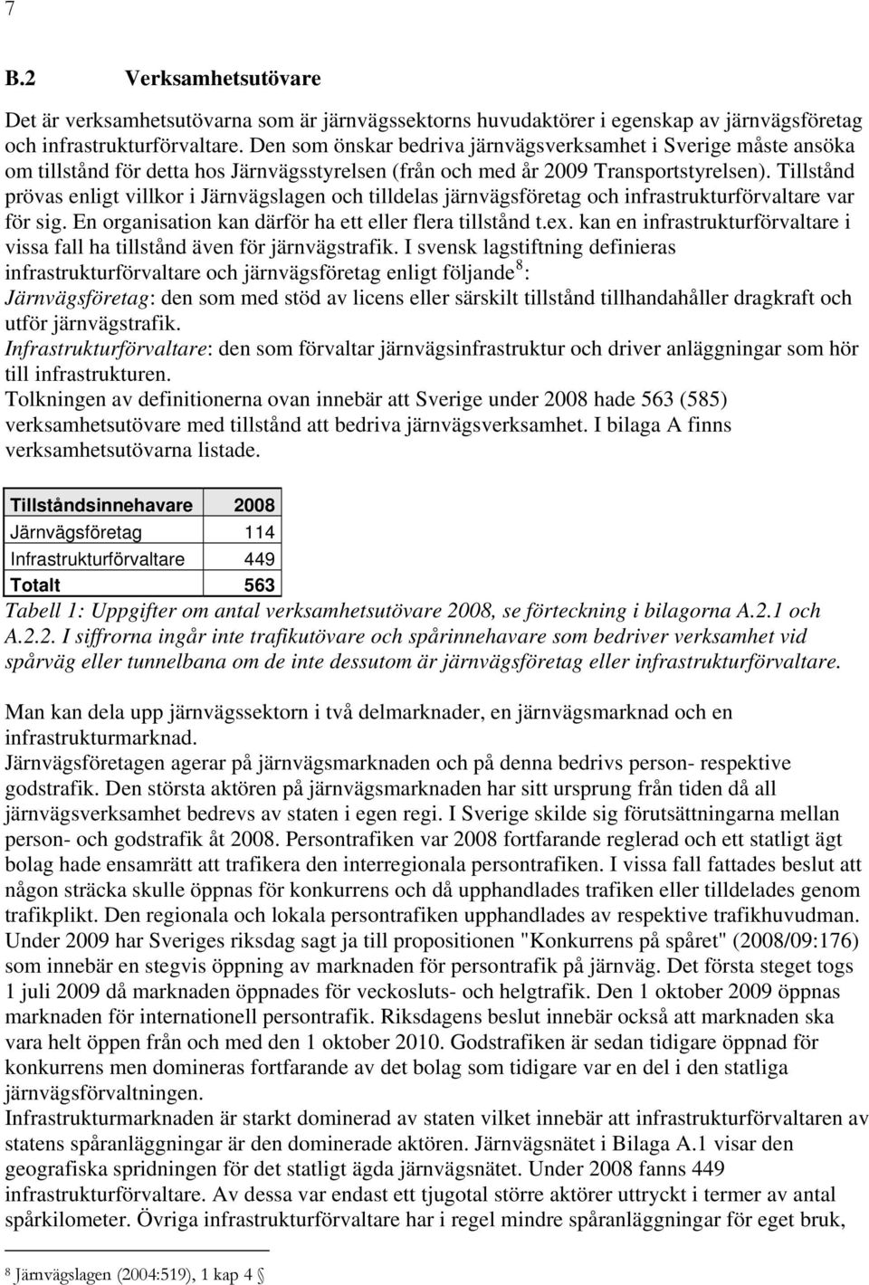 Tillstånd prövas enligt villkor i Järnvägslagen och tilldelas järnvägsföretag och infrastrukturförvaltare var för sig. En organisation kan därför ha ett eller flera tillstånd t.ex.