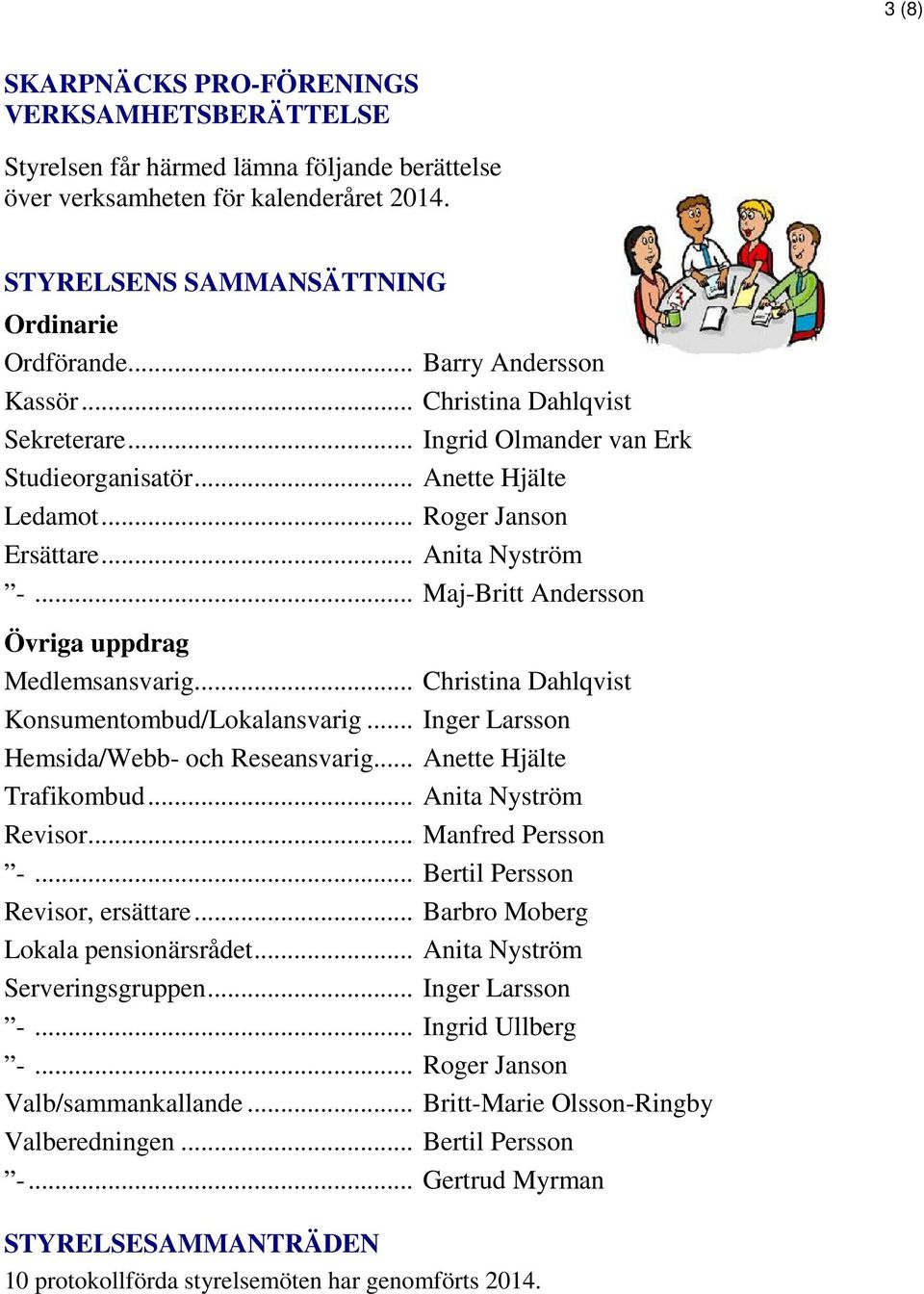 .. Maj-Britt Andersson Övriga uppdrag Medlemsansvarig... Christina Dahlqvist Konsumentombud/Lokalansvarig... Inger Larsson Hemsida/Webb- och Reseansvarig... Anette Hjälte Trafikombud.