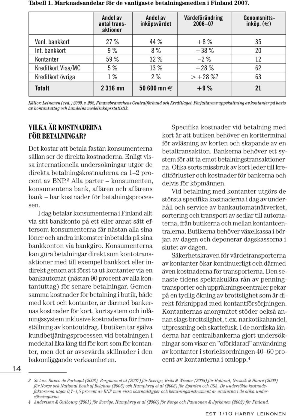 63 Totalt 2 316 mn 50 600 mn +9 % 21 Källor: Leinonen (red.) 2009, s. 202, Finansbranschens Centralförbund och Kreditlaget.