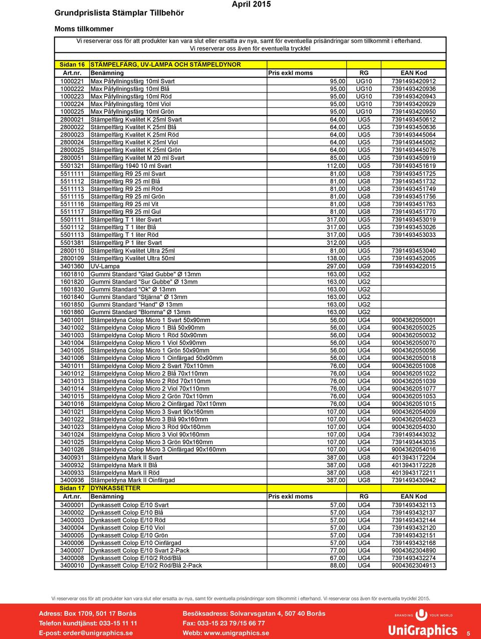 Kvalitet K 25ml Svart 64,00 UG5 7391493450612 2800022 Stämpelfärg Kvalitet K 25ml Blå 64,00 UG5 7391493450636 2800023 Stämpelfärg Kvalitet K 25ml Röd 64,00 UG5 7391493445064 2800024 Stämpelfärg