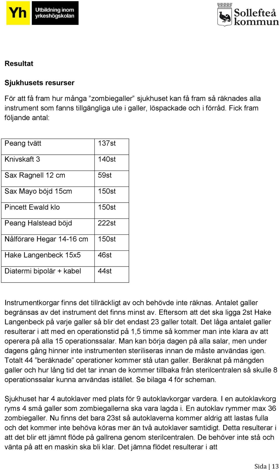 137st 140st 59st 150st 150st 222st 150st 46st 44st Instrumentkorgar finns det tillräckligt av och behövde inte räknas. Antalet galler begränsas av det instrument det finns minst av.