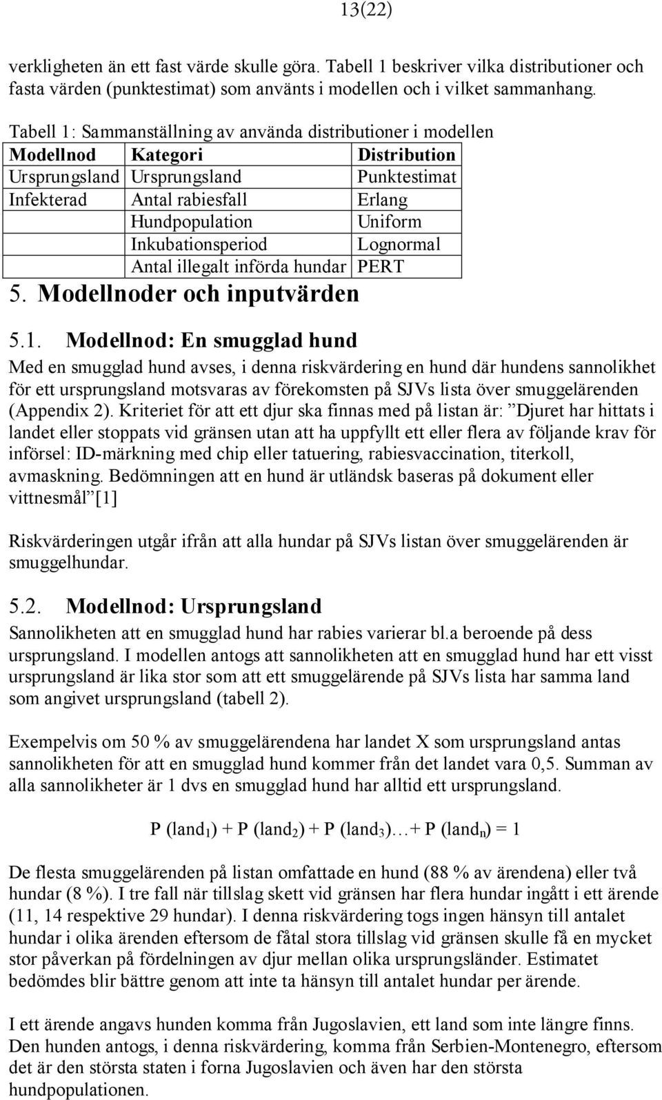 Inkubationsperiod Lognormal Antal illegalt införda hundar PERT 5. Modellnoder och inputvärden 5.1.