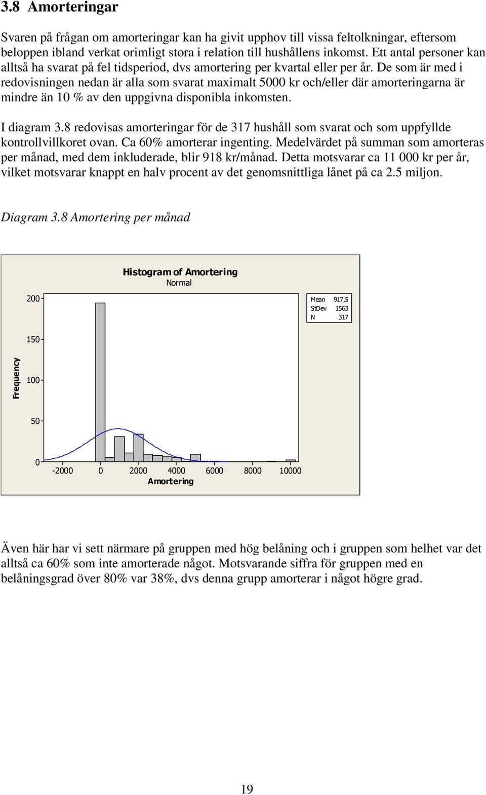 De som är med i redovisningen nedan är alla som svarat maximalt 5000 kr och/eller där amorteringarna är mindre än 10 % av den uppgivna disponibla inkomsten. I diagram 3.