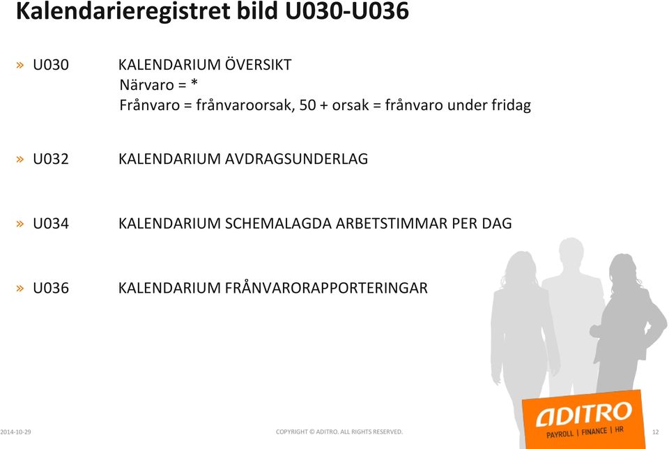 AVDRAGSUNDERLAG» U034 KALENDARIUM SCHEMALAGDA ARBETSTIMMAR PER DAG» U036