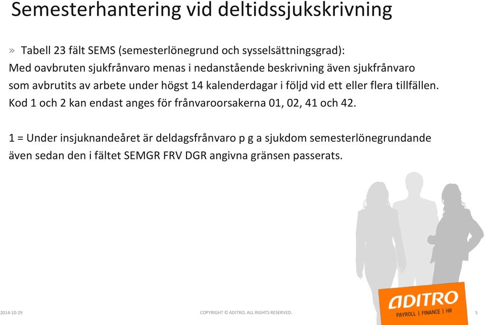 tillfällen. Kod 1 och 2 kan endast anges för frånvaroorsakerna 01, 02, 41 och 42.