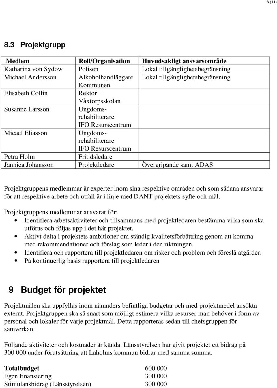 tillgänglighetsbegränsning Kommunen Elisabeth Collin Rektor Våxtorpsskolan Susanne Larsson Ungdomsrehabiliterare IFO Resurscentrum Micael Eliasson Ungdomsrehabiliterare IFO Resurscentrum Petra Holm