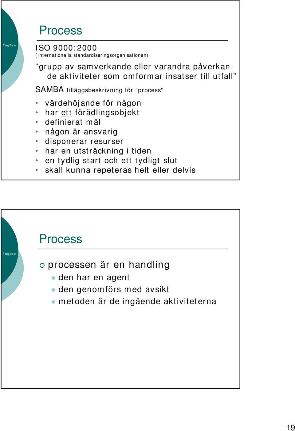 mål någon är ansvarig disponerar resurser har en utsträckning i tiden en tydlig start och ett tydligt slut skall kunna repeteras