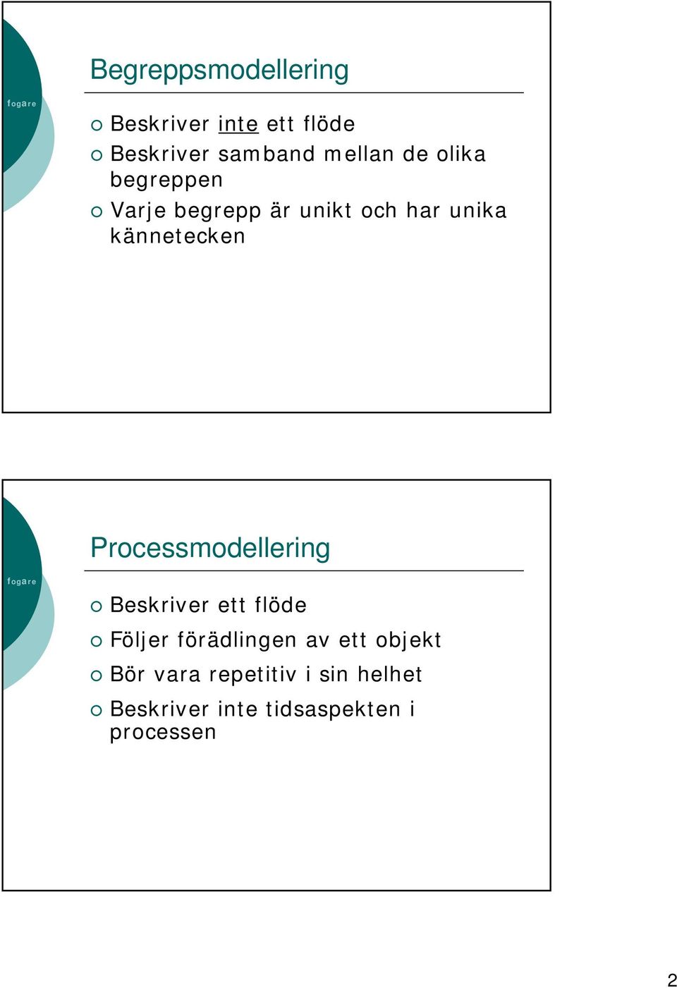 Processmodellering Beskriver ett flöde Följer förädlingen av ett