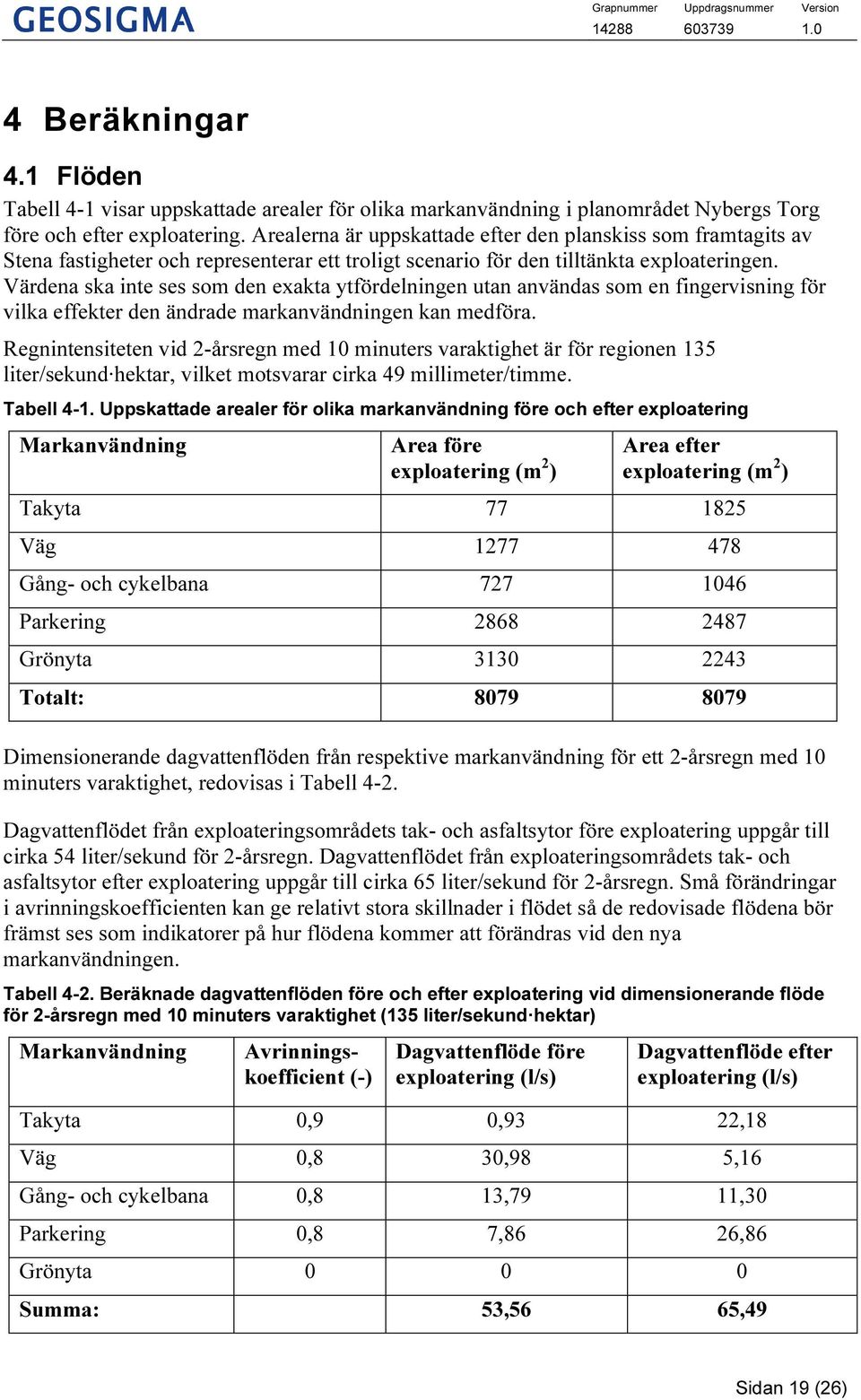 Värdena ska inte ses som den exakta ytfördelningen utan användas som en fingervisning för vilka effekter den ändrade markanvändningen kan medföra.