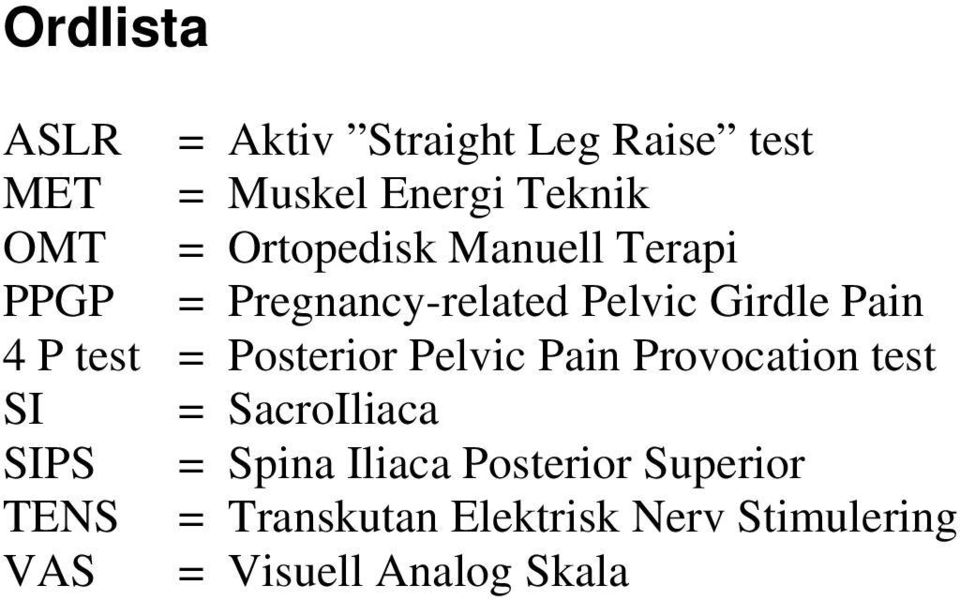 Posterior Pelvic Pain Provocation test SI = SacroIliaca SIPS = Spina Iliaca