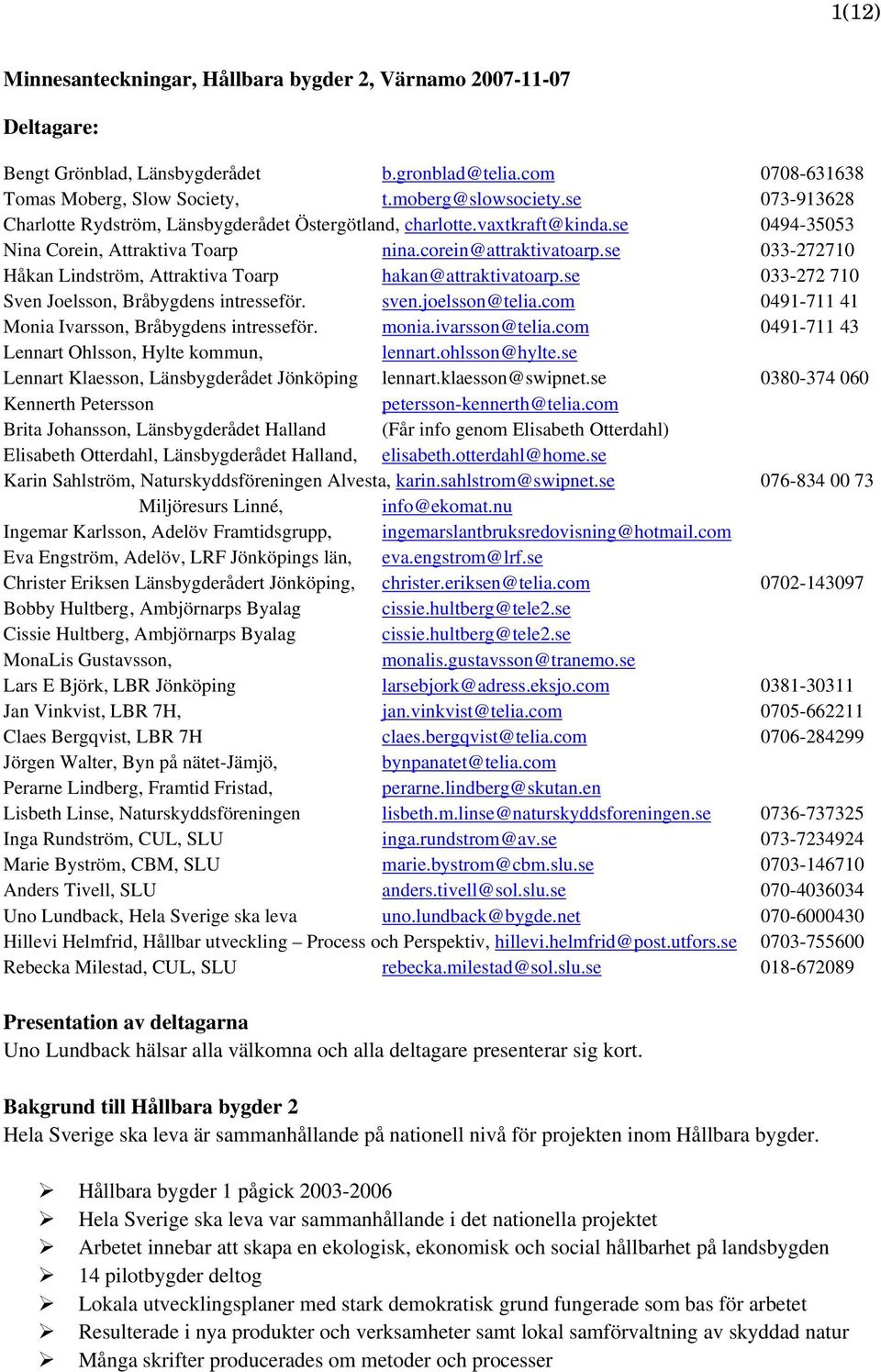 se 033-272710 Håkan Lindström, Attraktiva Toarp hakan@attraktivatoarp.se 033-272 710 Sven Joelsson, Bråbygdens intresseför. sven.joelsson@telia.com 0491-711 41 Monia Ivarsson, Bråbygdens intresseför.