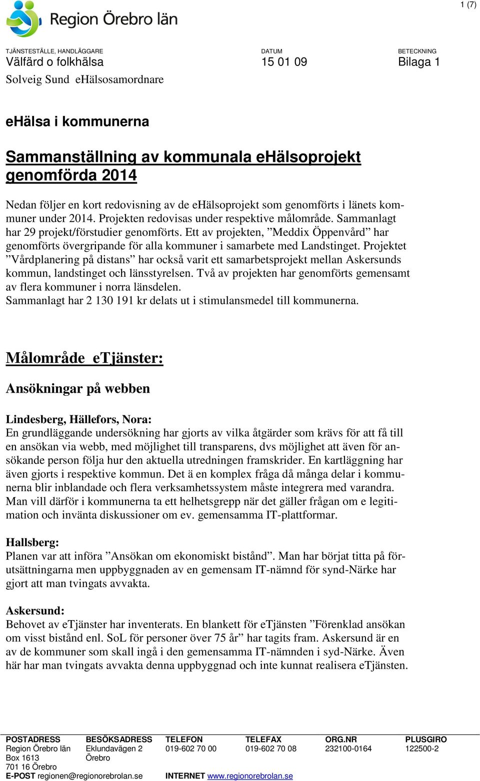 Ett av projekten, Meddix Öppenvård har genomförts övergripande för alla kommuner i samarbete med Landstinget.