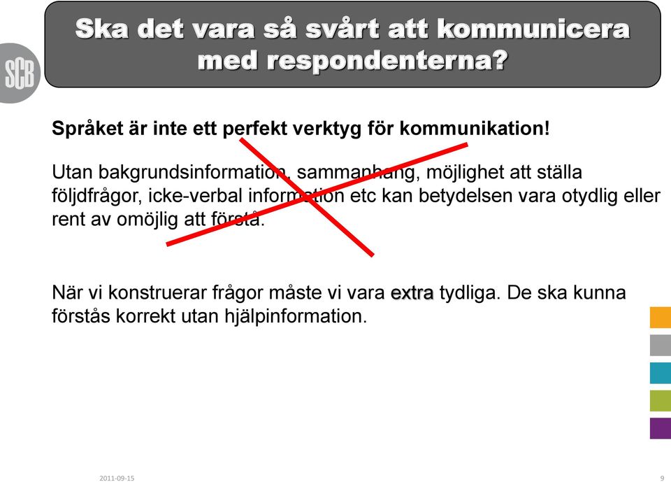 Utan bakgrundsinformation, sammanhang, möjlighet att ställa följdfrågor, icke-verbal information