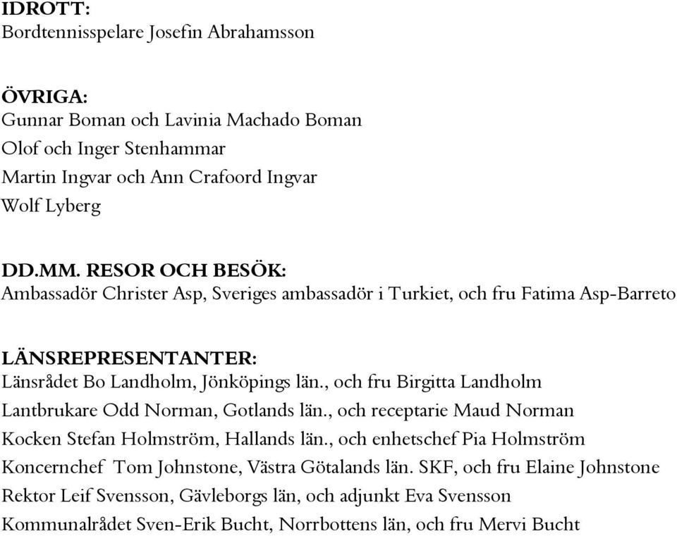 , och fru Birgitta Landholm Lantbrukare Odd Norman, Gotlands län., och receptarie Maud Norman Kocken Stefan Holmström, Hallands län.