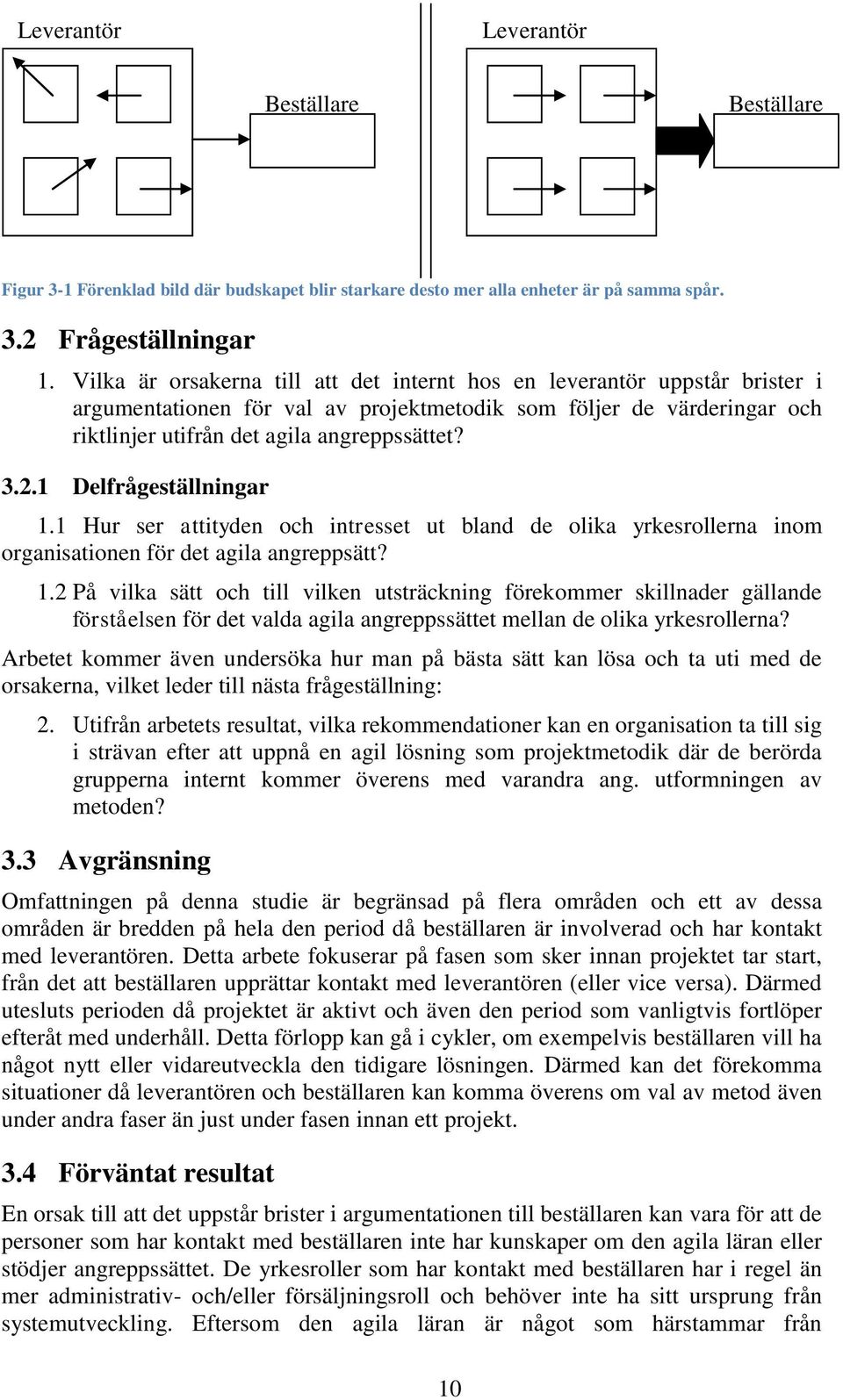 1 Delfrågeställningar 1.1 Hur ser attityden och intresset ut bland de olika yrkesrollerna inom organisationen för det agila angreppsätt? 1.2 På vilka sätt och till vilken utsträckning förekommer skillnader gällande förståelsen för det valda agila angreppssättet mellan de olika yrkesrollerna?