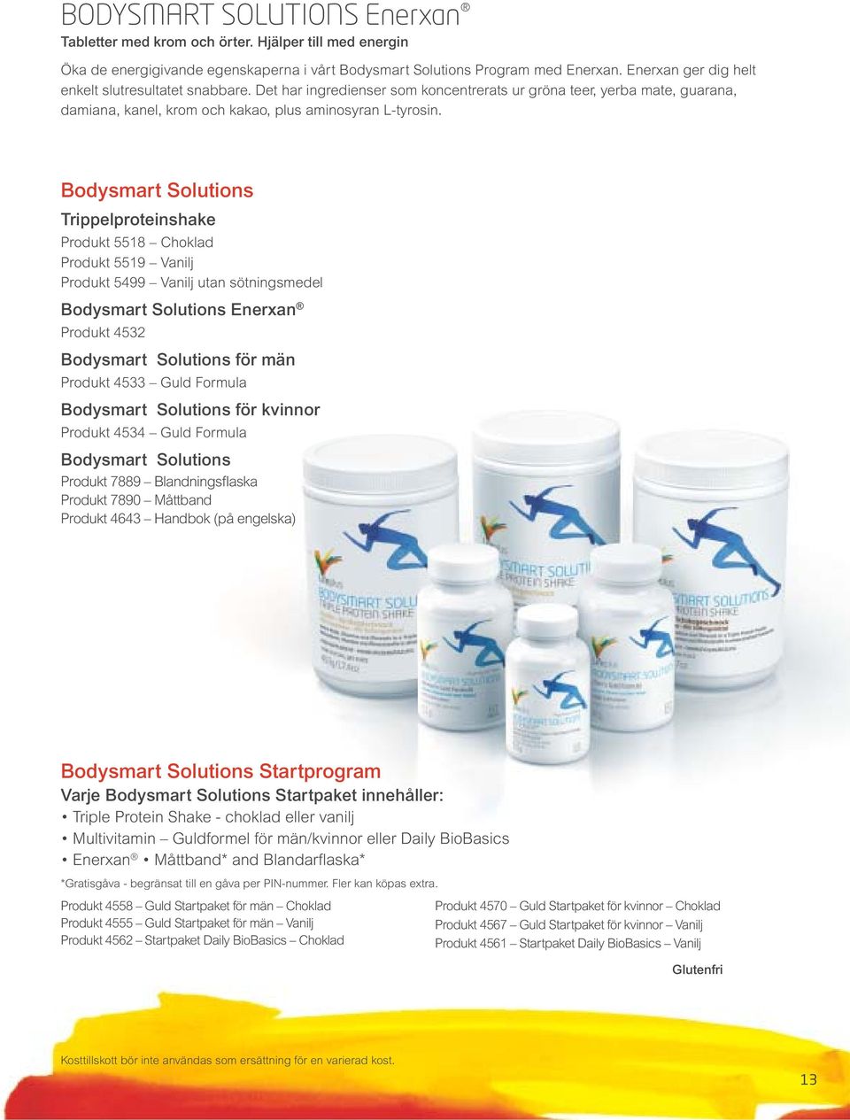 Bodysmart Solutions Trippelproteinshake Produkt 5518 Choklad Produkt 5519 Vanilj Produkt 5499 Vanilj utan sötningsmedel Bodysmart Solutions Enerxan Produkt 4532 Bodysmart Solutions för män Produkt