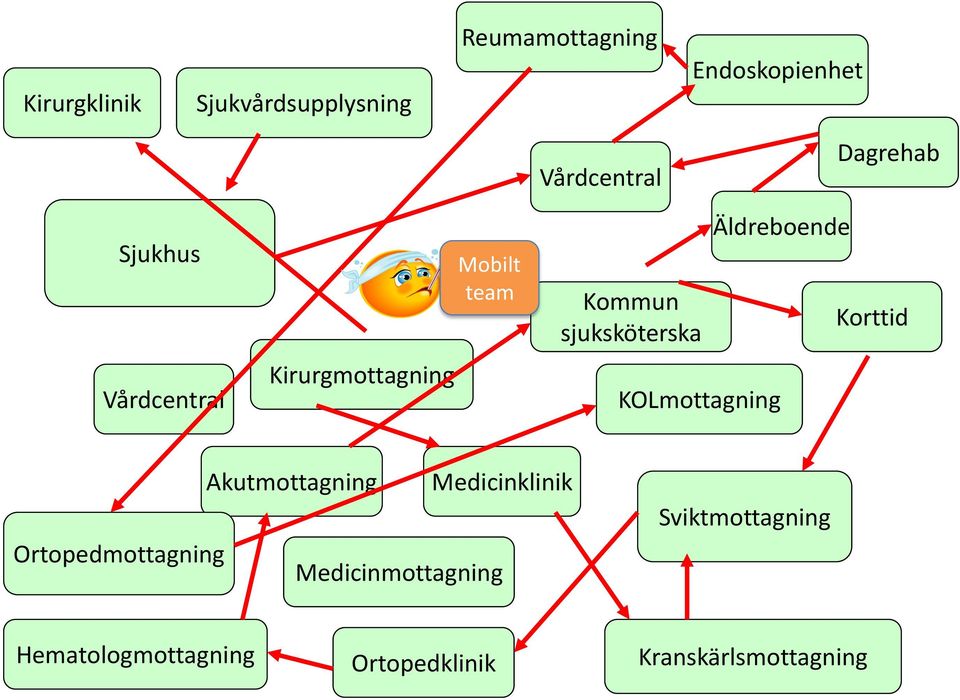 KOLmottagning Äldreboende Korttid Akutmottagning Medicinklinik Ortopedmottagning