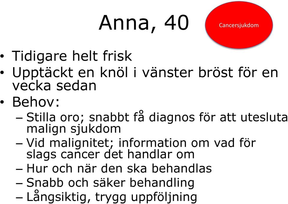 sjukdom Vid malignitet; information om vad för slags cancer det handlar om Hur