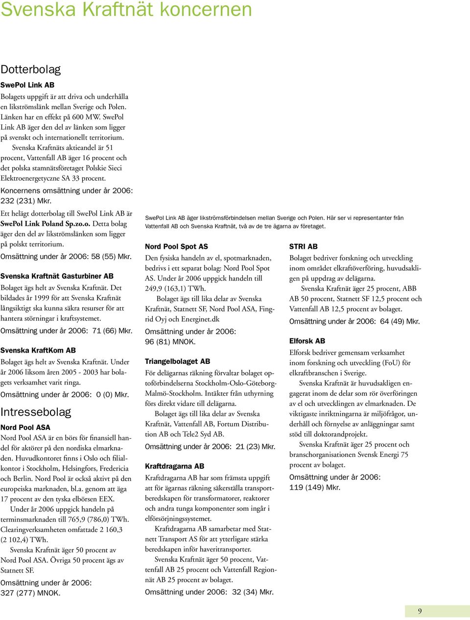 Svenska Kraftnäts aktieandel är 51 procent, Vattenfall AB äger 16 procent och det polska stamnätsföretaget Polskie Sieci Elektroenergetyczne SA 33 procent.