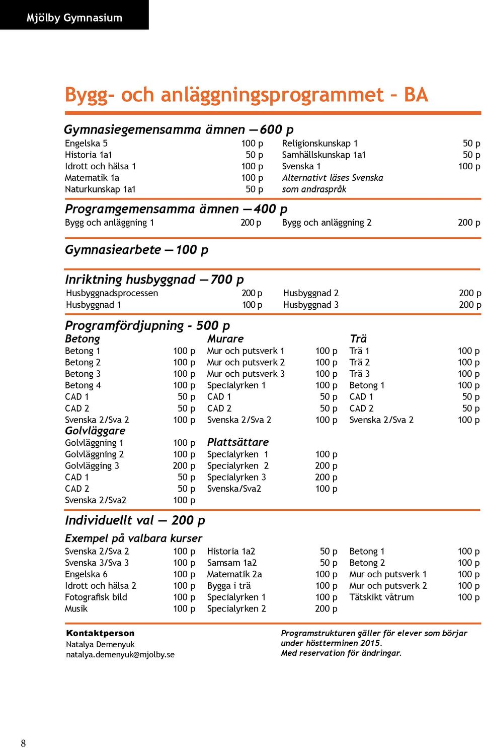 2 Husbyggnad 1 Husbyggnad 3 Programfördjupning - 500 p Betong Murare Betong 1 Betong 2 Betong 3 Betong 4 CAD 1 CAD 2 Svenska 2/Sva 2 Golvläggare Golvläggning 1 Golvläggning 2 Golvlägging 3 CAD 1 CAD