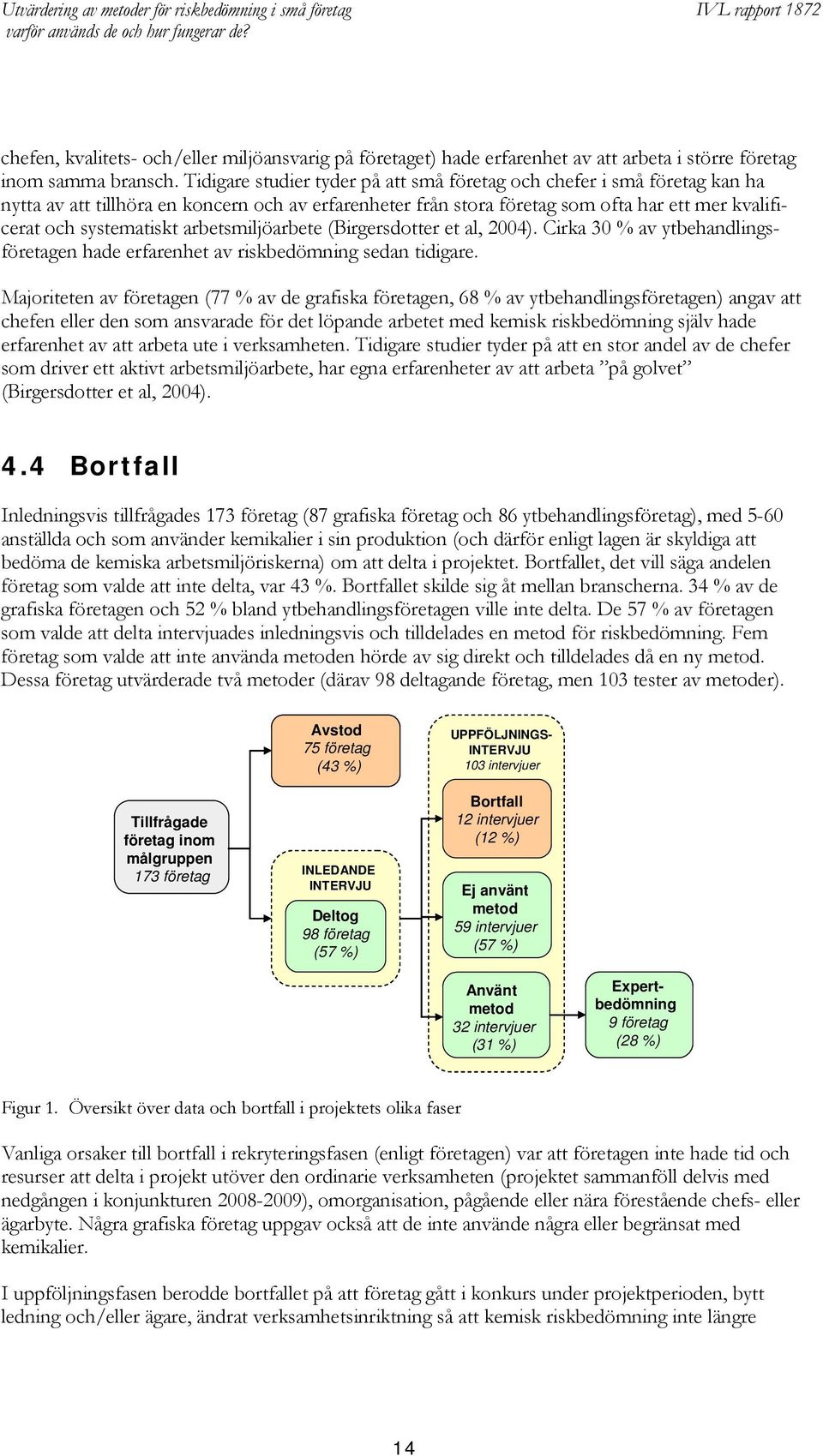 arbetsmiljöarbete (Birgersdotter et al, 2004). Cirka 30 % av ytbehandlingsföretagen hade erfarenhet av riskbedömning sedan tidigare.