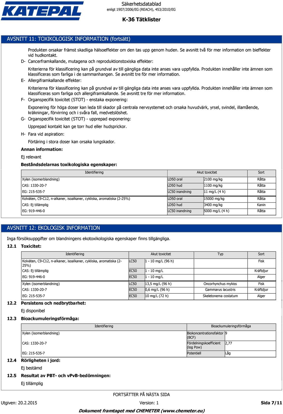 Produkten innehåller inte ämnen som klassificeras som farliga i de sammanhangen. Se avsnitt tre för mer information.